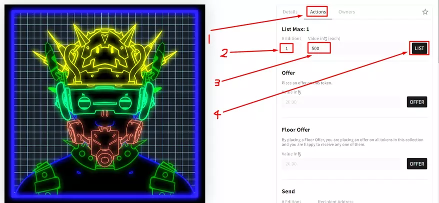 Listing an NFT on Objkt