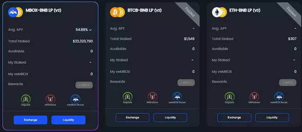 MBOX open liquidity pool