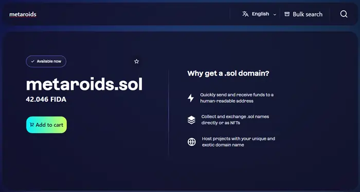 purchasing our first .sol domain