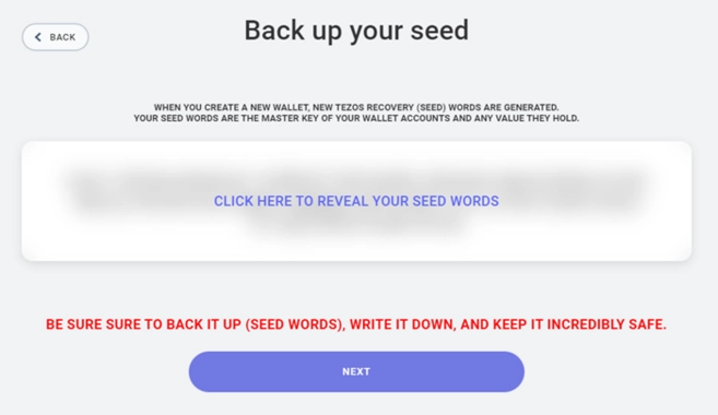 Backing up the seed phrase