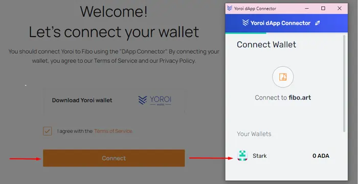 Connecting Yoroi to Fibo dApp