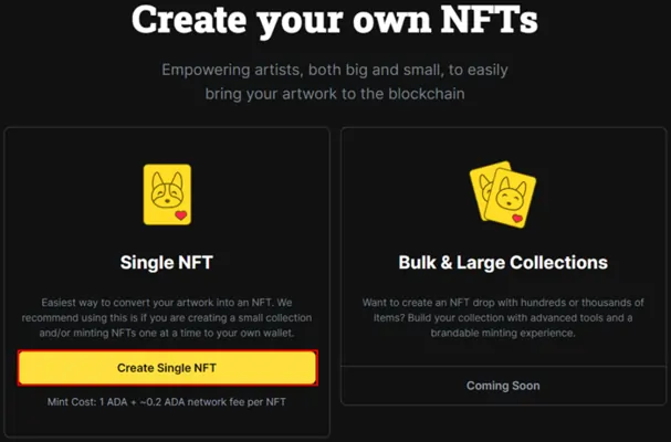 Creating an NFT on JPG Store