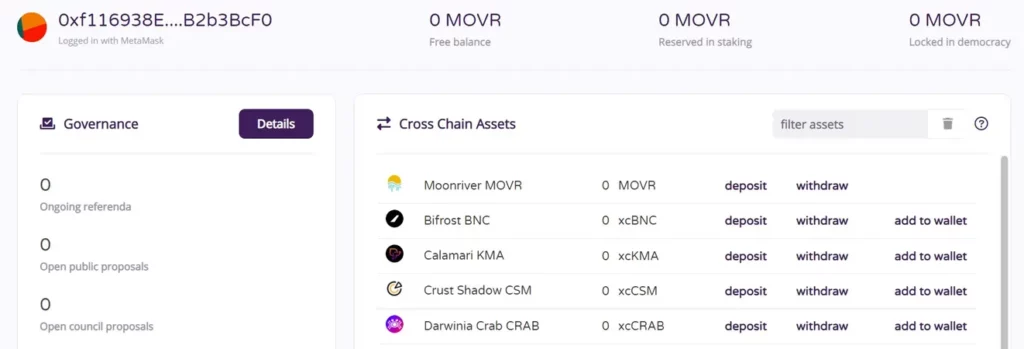 Moonriver dashboard