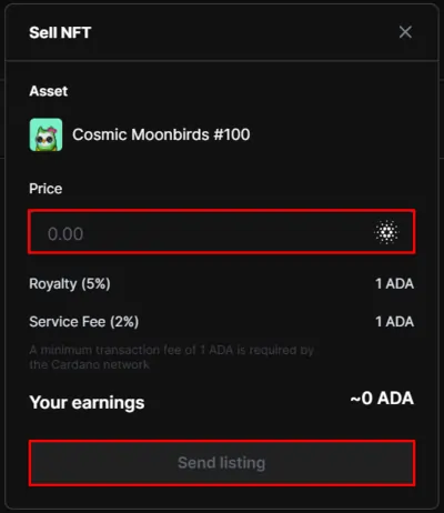 Setting the NFT Price