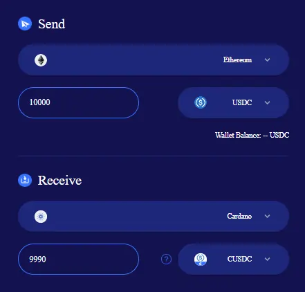 Transferring USDC from Ethereum to Cardano