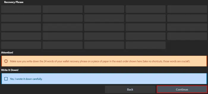 Securing Recovery Phrase on Eternl