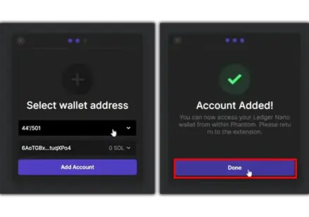 Selecting wallet address