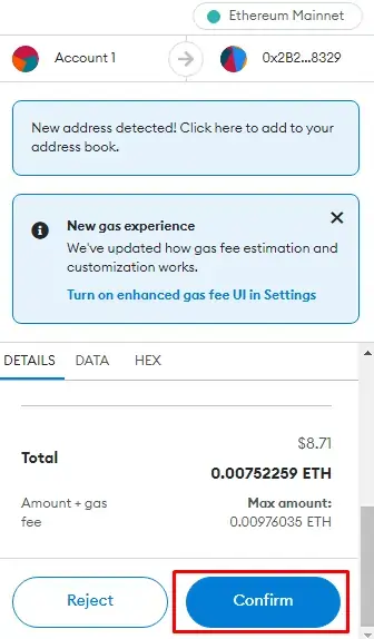 Confirming transaction