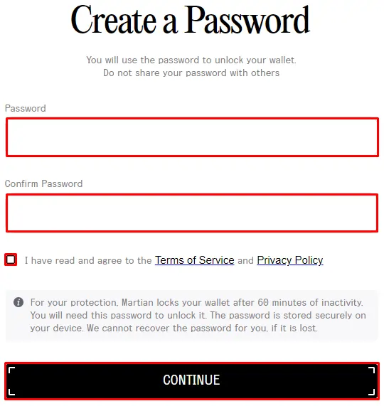 Creating a Password