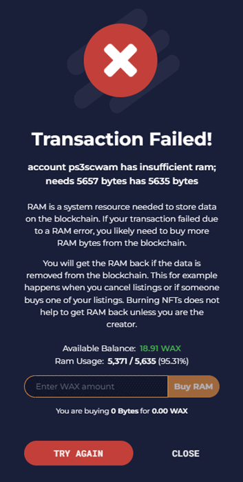 Failed Transaction