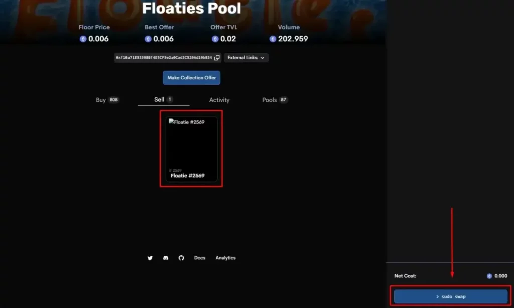 Selling NFT on Sudoswap