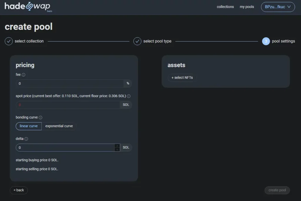 Setting liquidity pool parameters