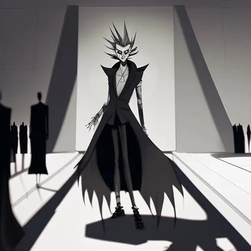 A 2D illustration of shinigami as a runway model