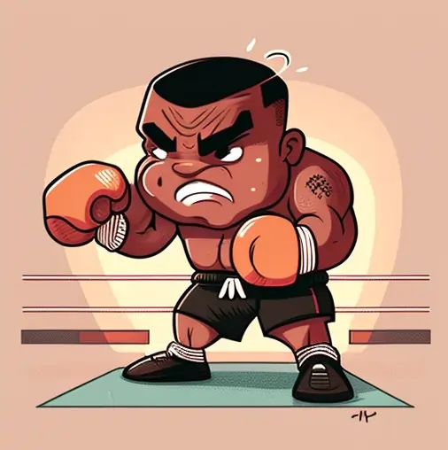 A chibi Mike Tyson training