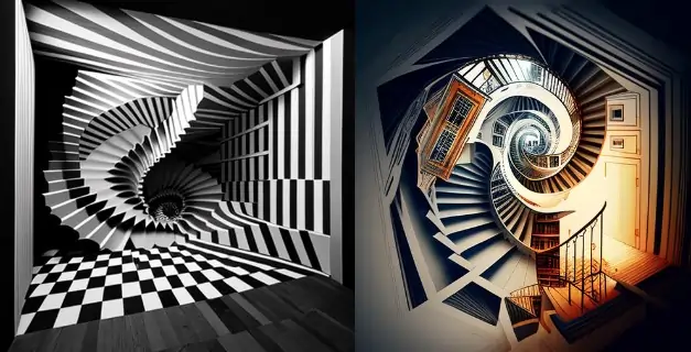 Apartment staircase, optical art