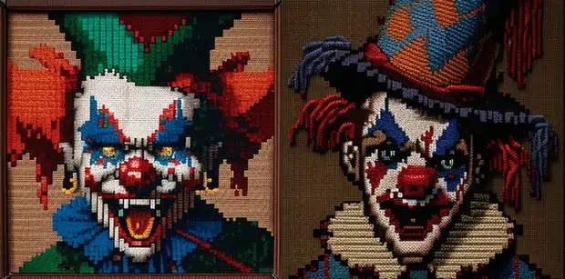 A Needlepoint art of a Clown