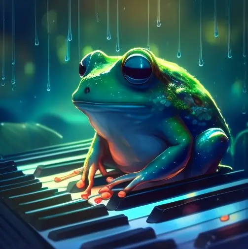 Frog meditating, synthesia