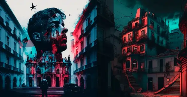 Lisbon portugal, weirdcore aesthetic