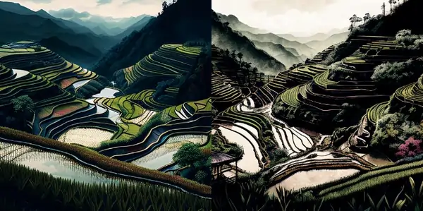 Rice terraces, naturalism art