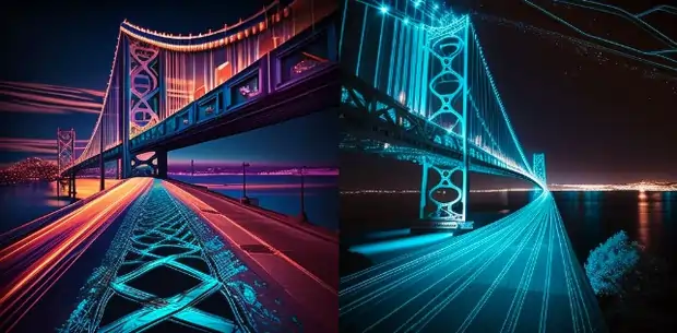 San Francisco bridge Laser Path