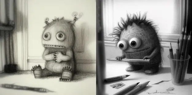 pencil drawing of monster by six year old 